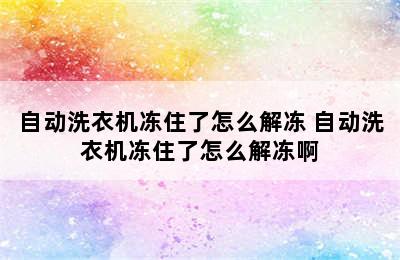 自动洗衣机冻住了怎么解冻 自动洗衣机冻住了怎么解冻啊